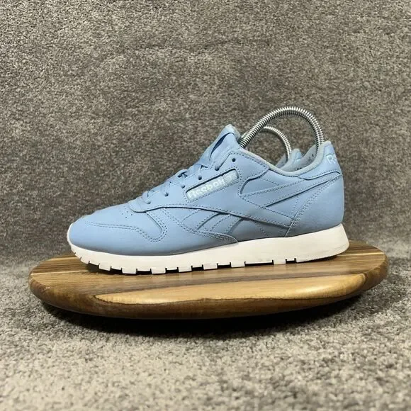 Reebok Classic EF3036  Women’s Size 7.5 Fluid Blue Leather Athletic Shoes Used - Picture 6 of 12